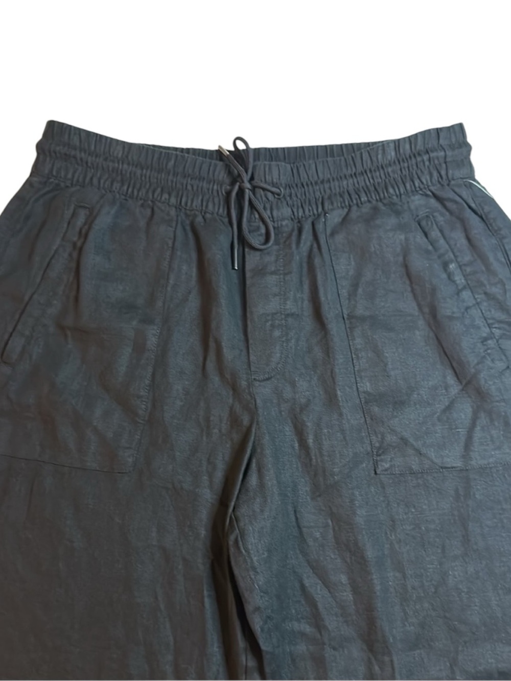 Athleta Retreat Linen High Rise Wide Leg Pant Size Large in Black Relaxed Fit - Picture 8 of 14